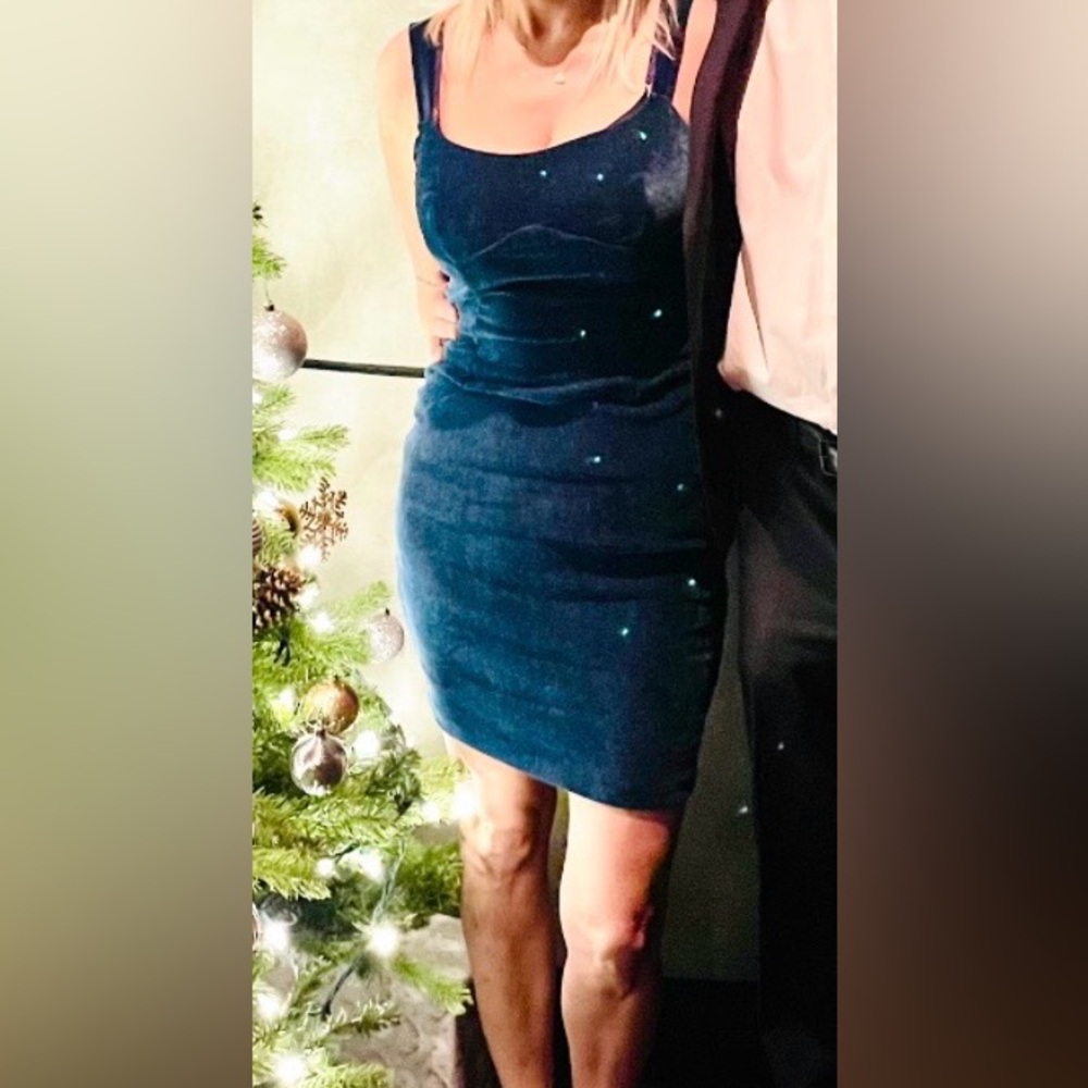Teal Velvety Dress (no sparkle, that's just the photo)- like new! Wore it once